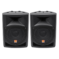 Pair Rockville Power Gig RPG8 8" Powered Active 800 Watt 2-Way DJ PA Speakers
