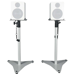 Pair Rockville RVSM5 White Adjustable Studio Monitor Bookshelf Speaker Stands