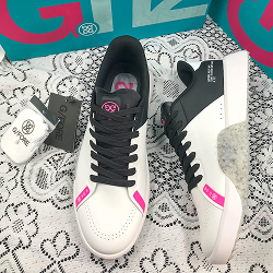 NEW G/FORE G.112 Men's Stippled Golf Shoes Snow/Onyx PU Leather Sneakers SZ10-12