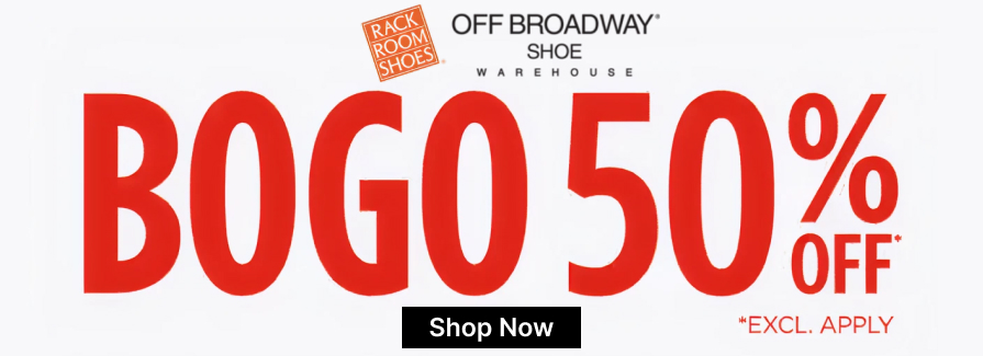 Online! BOGO 50% off. Rack Room Shoes