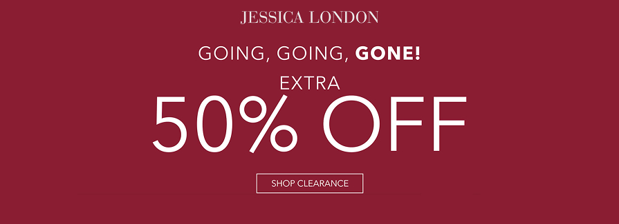 Going, Going, Gone, Extra 50% Off Shop Clearance.
